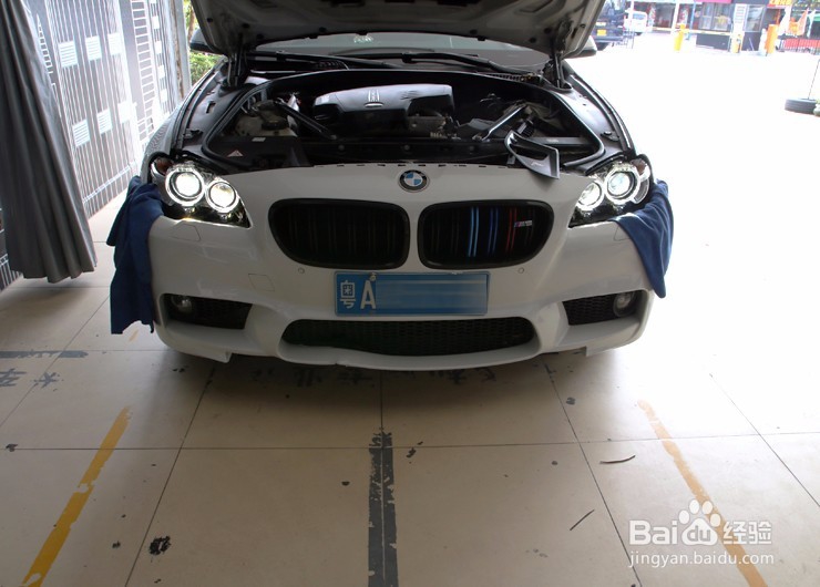 白色珍珠宝马-5系改大灯，简直面目全非了