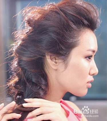 韩式无刘海马尾扎法