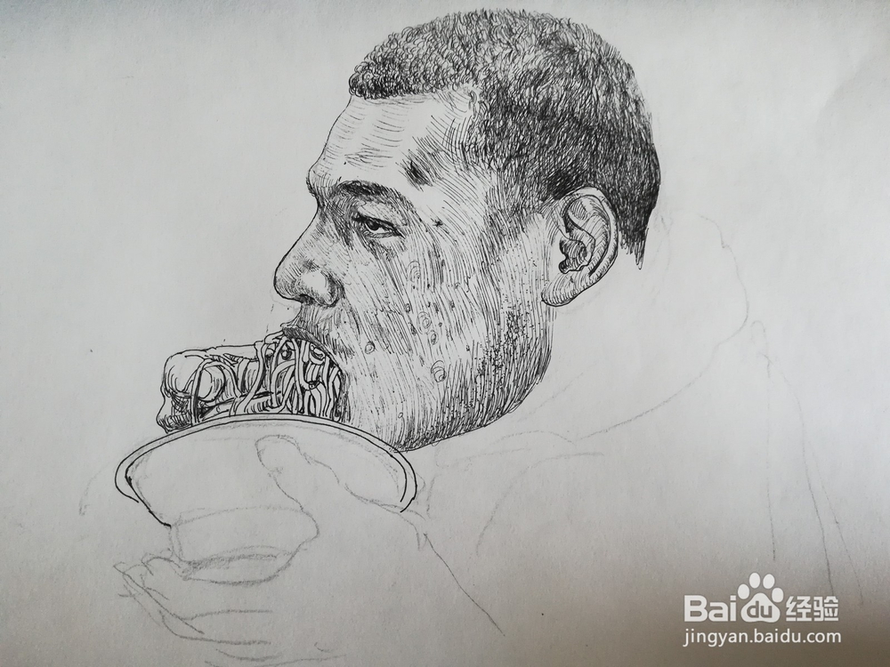 怎么画线面男生头像,线描头像