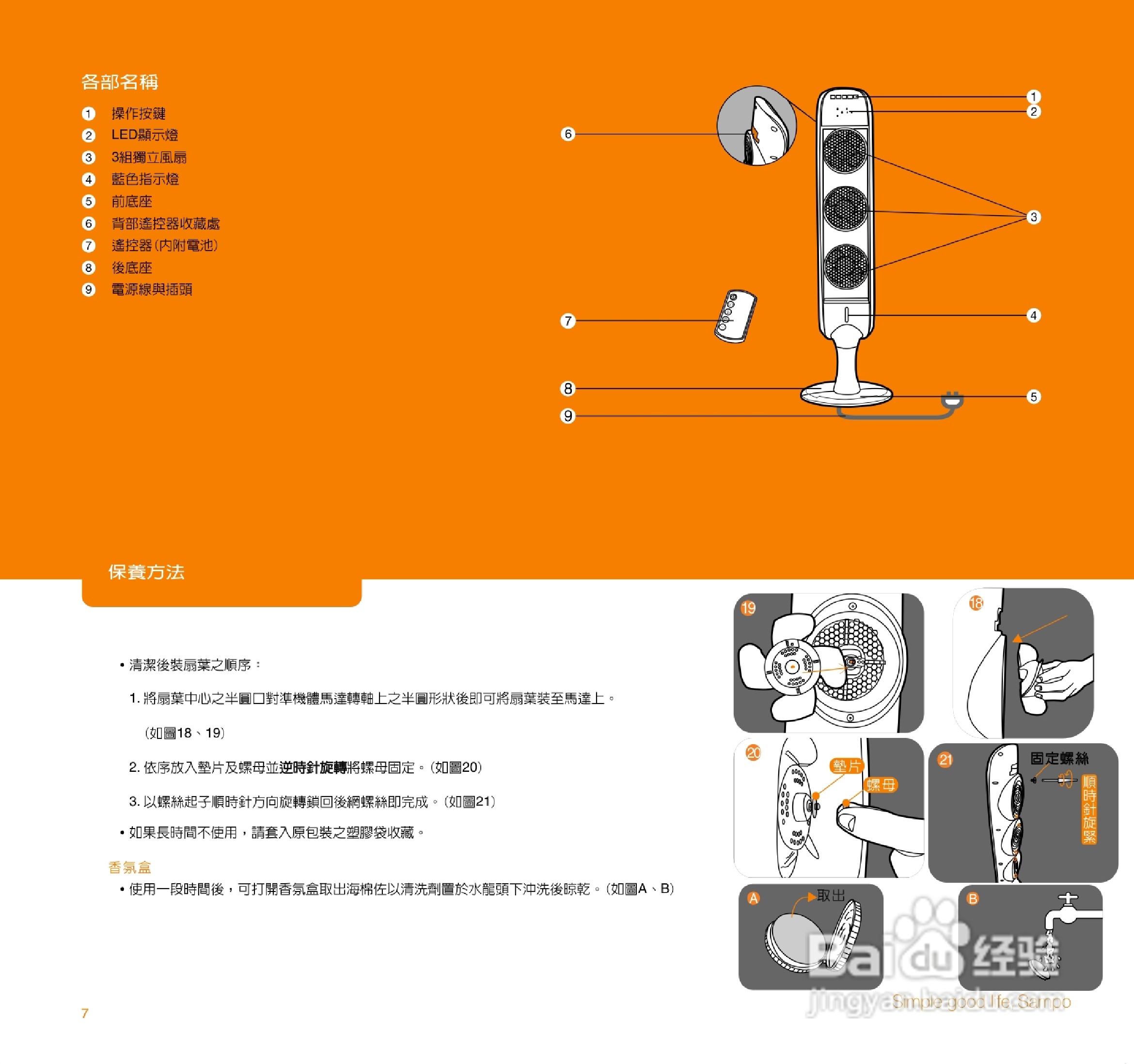 SAMPO SKS-L9110FL风扇使用说明书