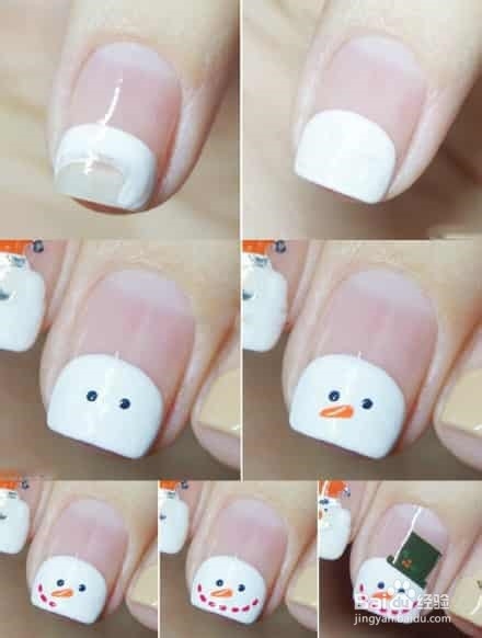 圣诞雪人美甲教程