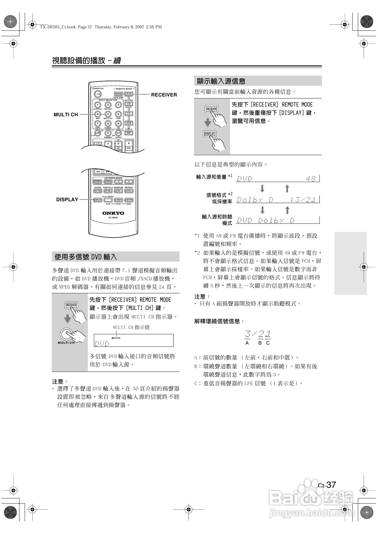 安桥TX-SR505型影音扩大机使用说明书:[2]