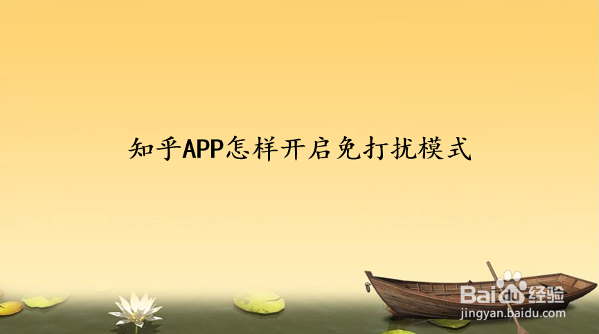 知乎APP怎样开启免打扰模式