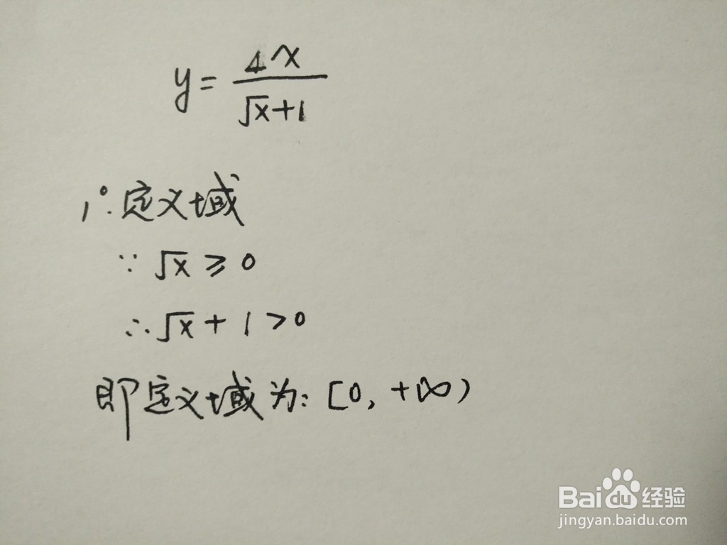 <b>根式分数函数y=4x/(√x+1)的图像示意图</b>