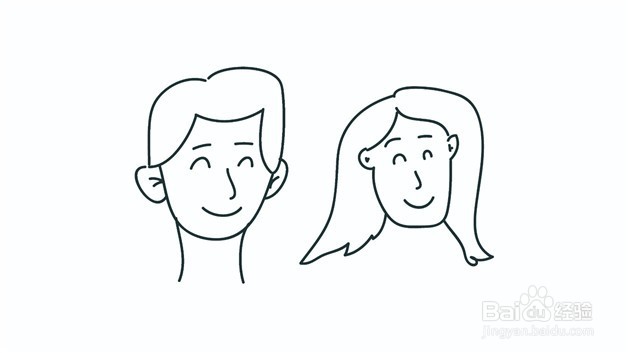 幸福中年夫妻简笔画