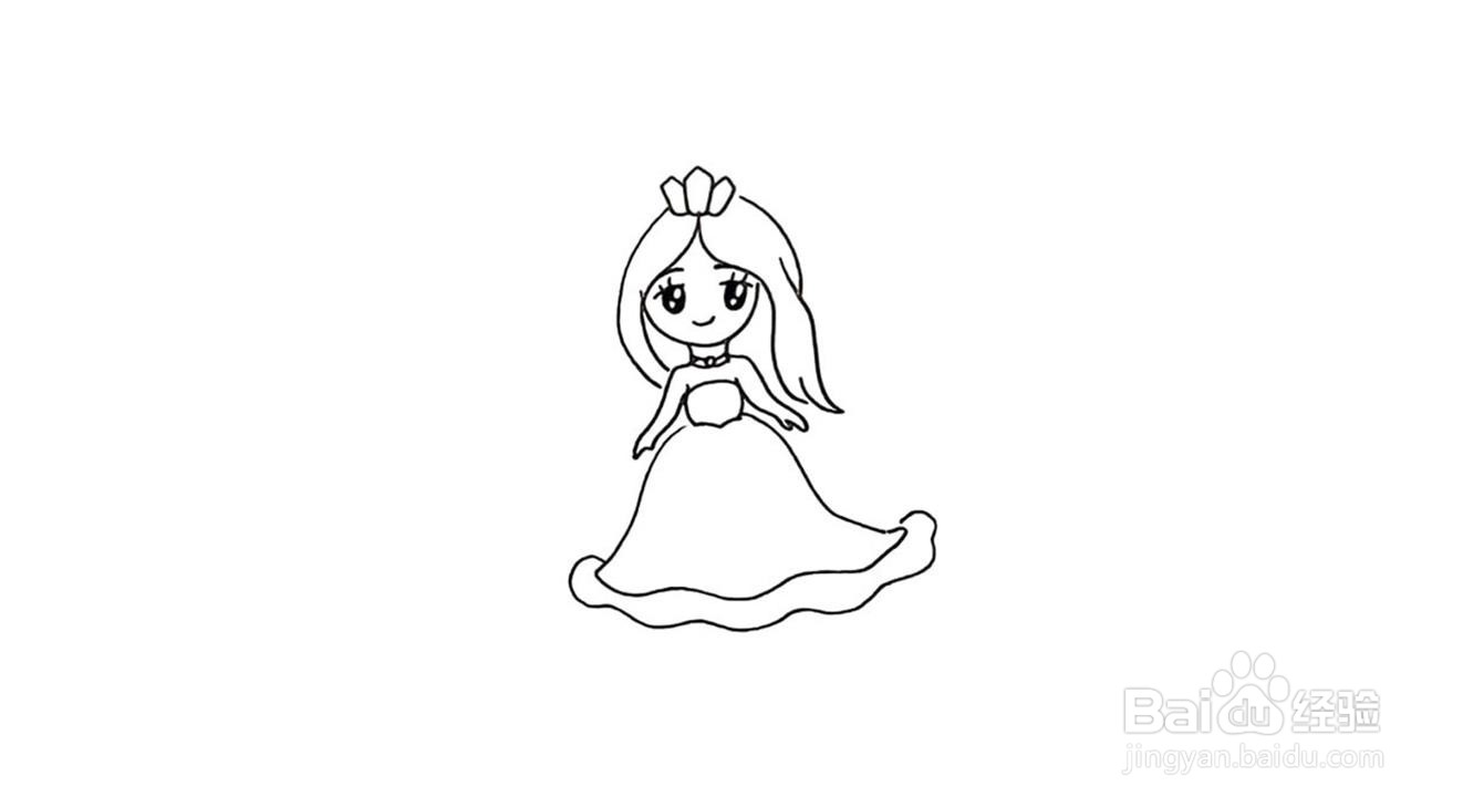 漂亮小公主简笔画步骤分解