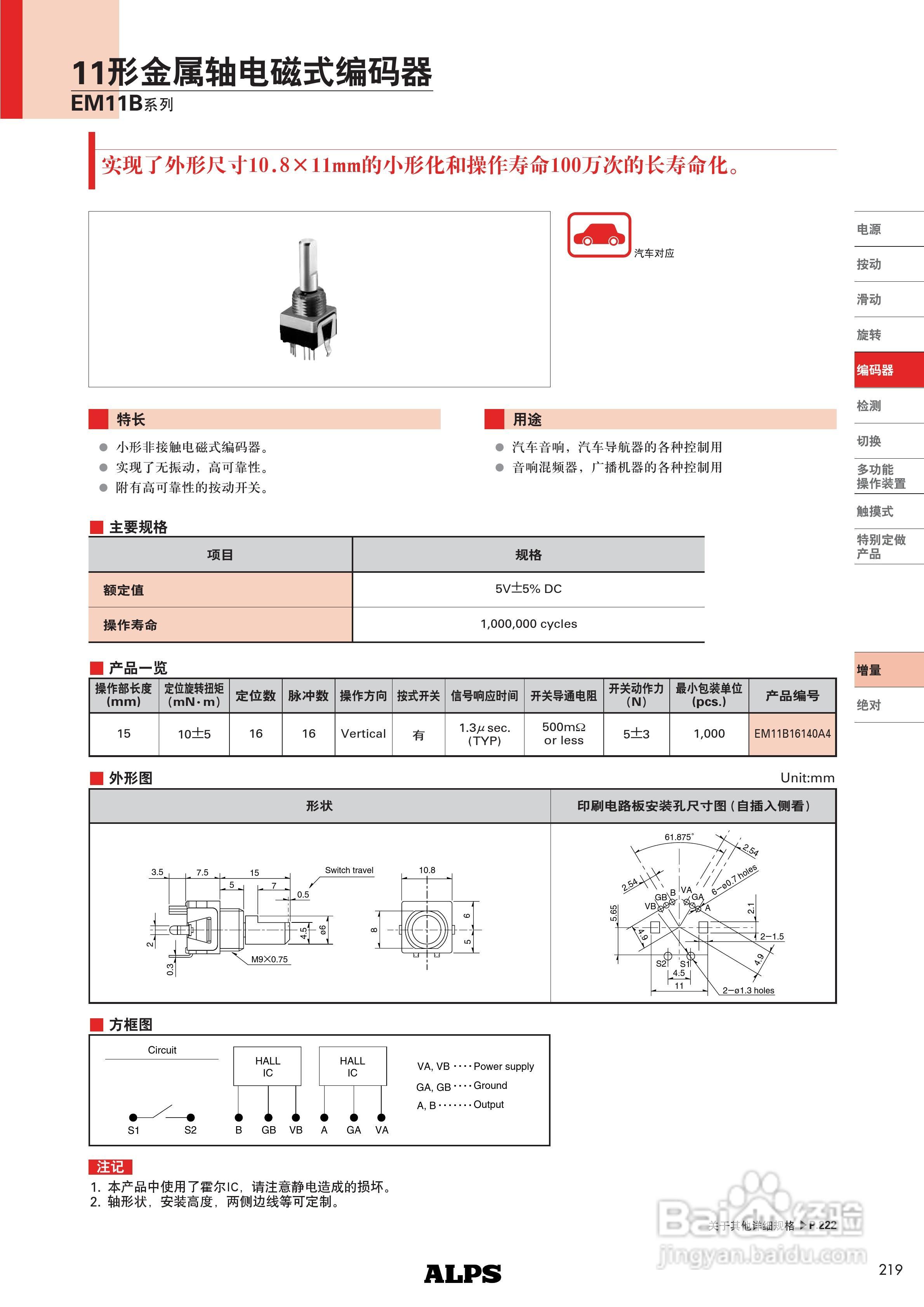 11形金属轴电磁式编码器EM11B系列说明书