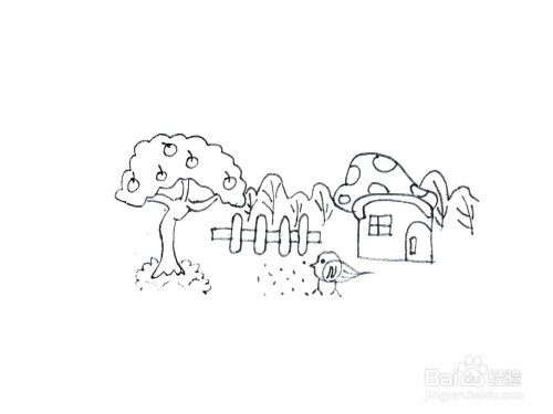 一笔一笔教你画果园农庄水彩画