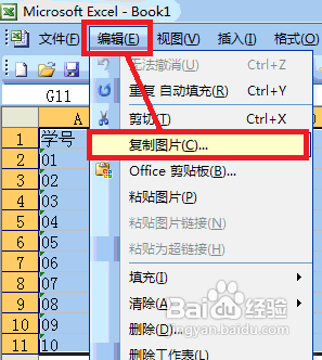 Microsoft Office 2003 Excel把表格转换成图片