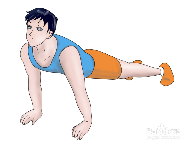 简笔画--做俯卧撑男孩的画法