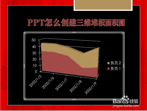 PPT怎么创建三维堆积面积图