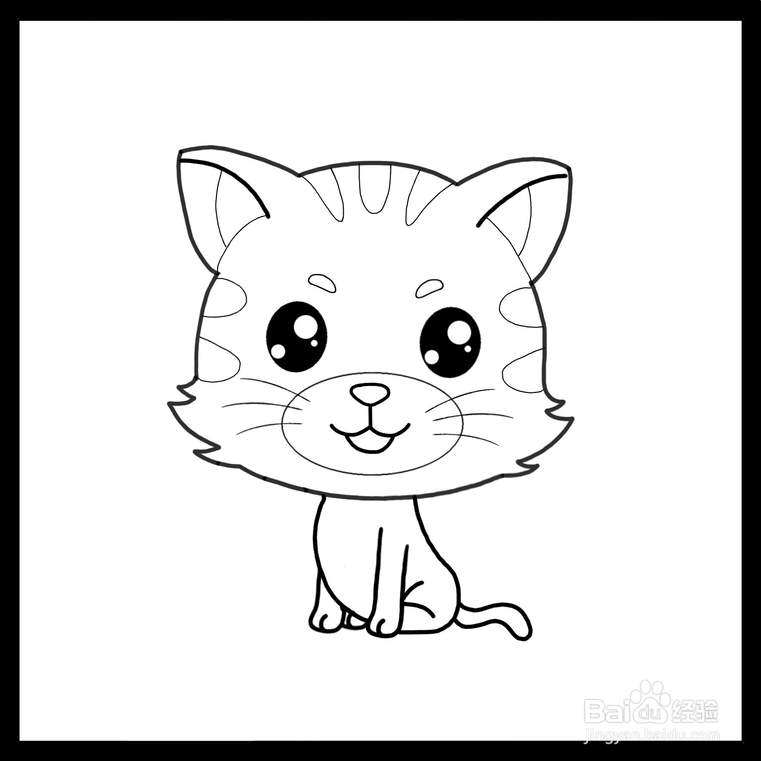 怎么画小花猫简笔画