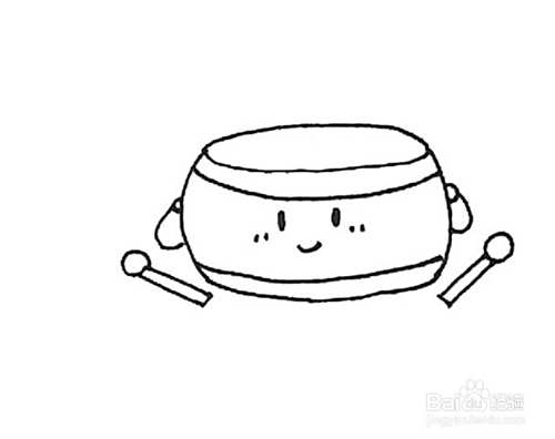 画大鼓的儿童卡通简笔画教程