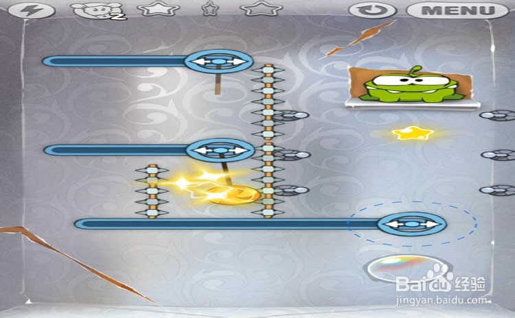 手机游戏割绳子level3-22三星攻略