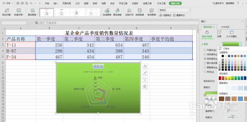 WPS电子表格创建雷达图