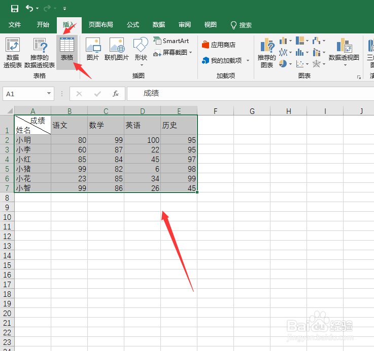 Excel通过插入表格的方式进行汇总