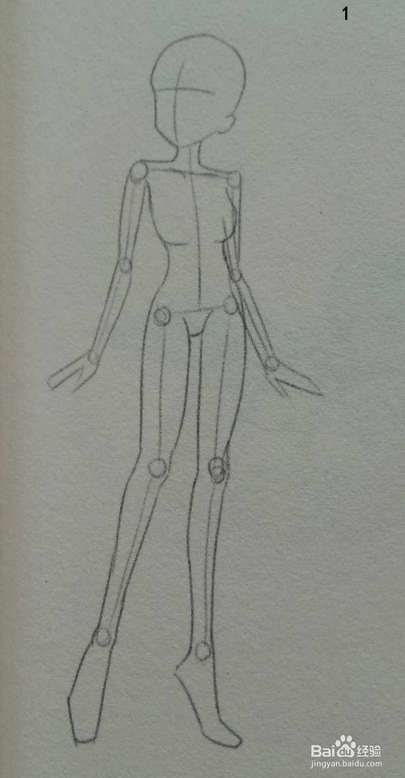 绘制站立的啦啦队队员的线稿