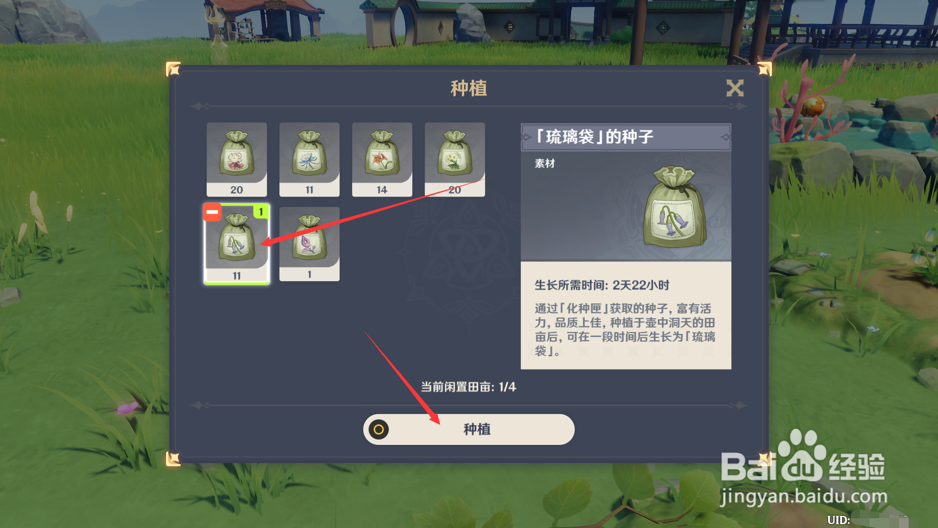 原神怎么种植琉璃袋种子