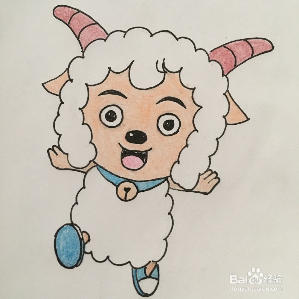 怎么画一个奔跑的喜羊羊简笔画？