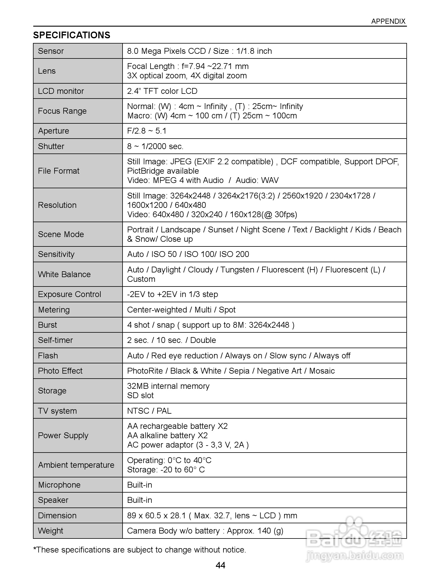 JENOPTIK JD 8.0z3 EasyShot数码相机说明书:[5]