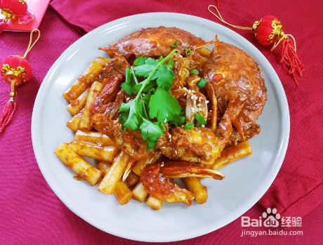 家庭自制蟹炒年糕