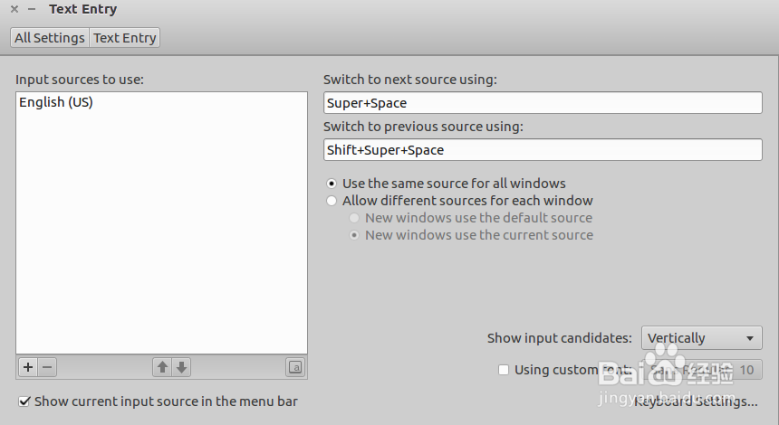 ubuntu 16.04LTS切换启用ibus 拼音输入法