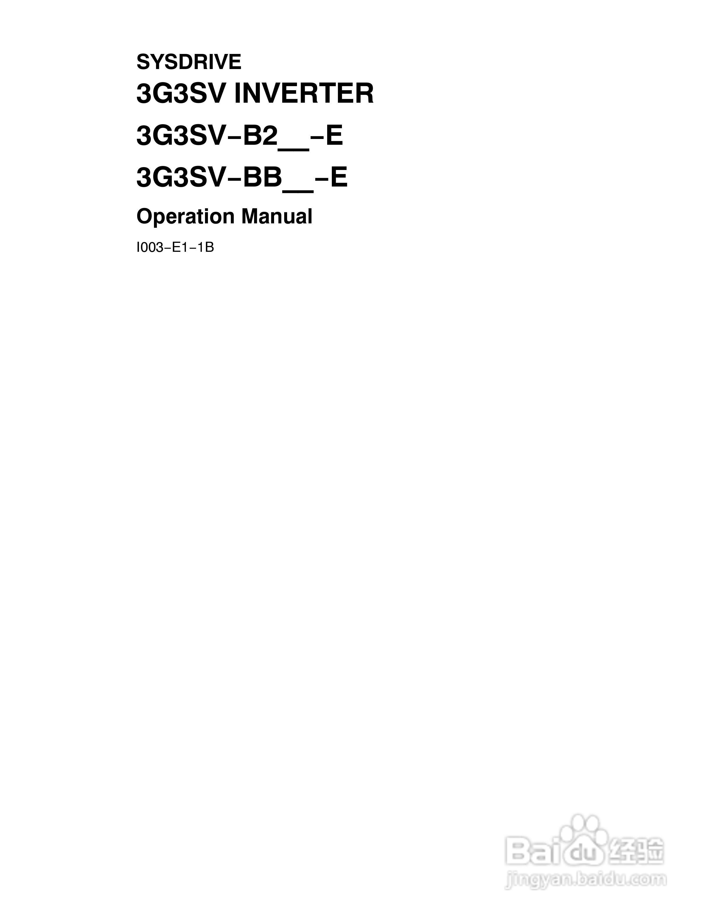 欧姆龙3G3SV-BB037-E变频器说明书:[1]