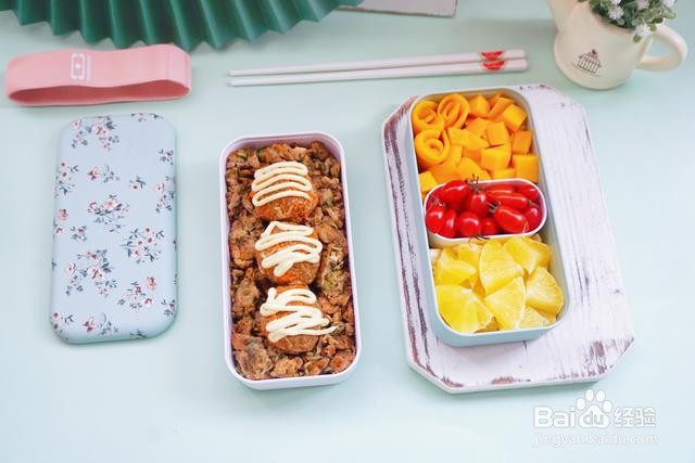家庭自制春之美味便当盒
