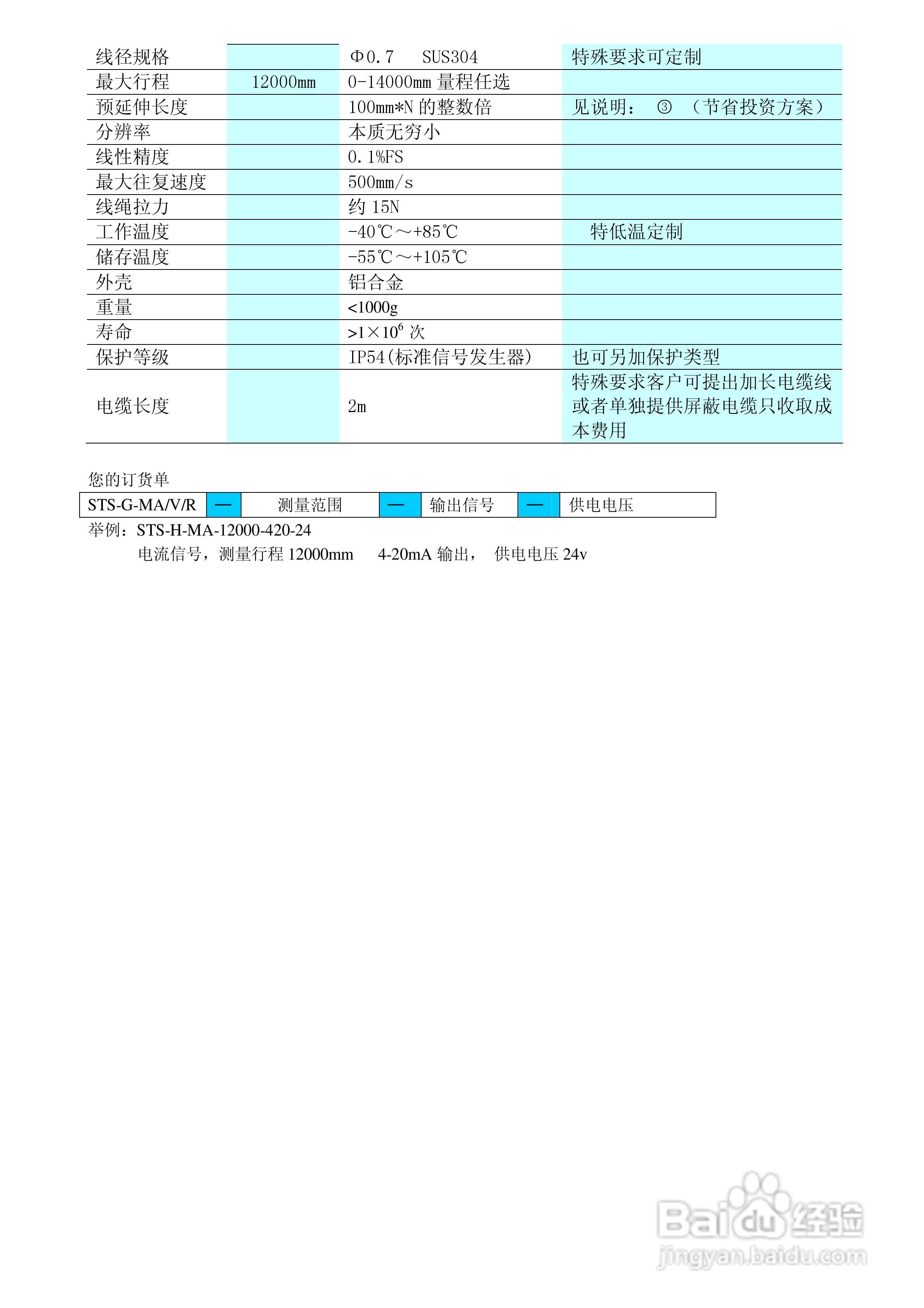 鑫盛星创STS-H-MA/V/R型拉线位移传感器使用说明书:[4]