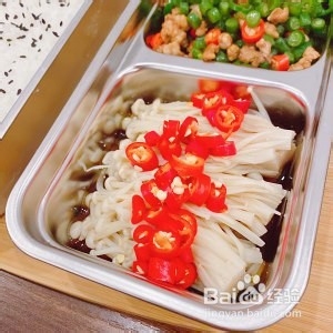 工作餐便当 | 肉沫豆角＋拌金针菇