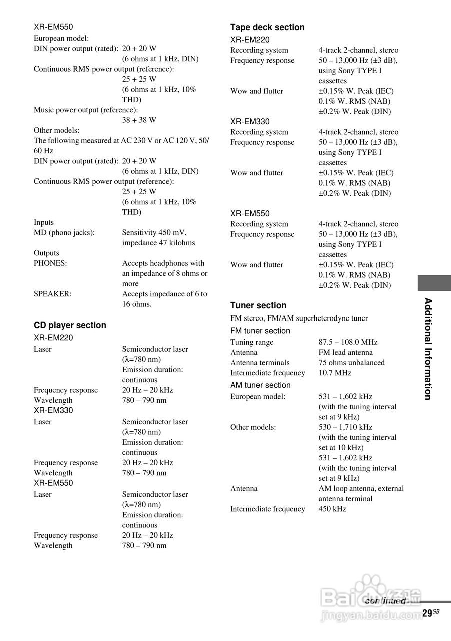 aiwa爱华XR-EM220随身听使用说明书:[3]