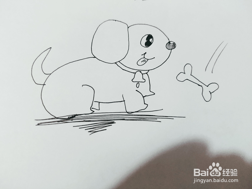 想吃骨头的小狗简笔画怎么画呢