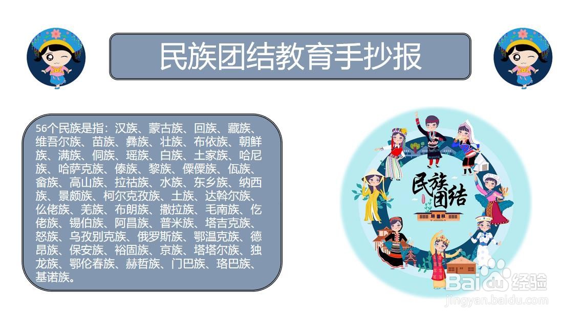 民族团结教育手抄报图片