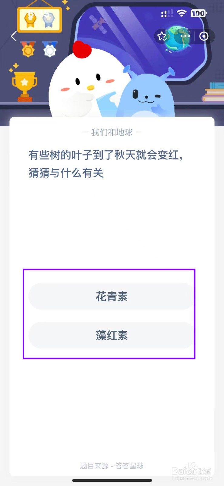 蚂蚁庄园2024.11.23树叶到了秋天变红与什么有关
