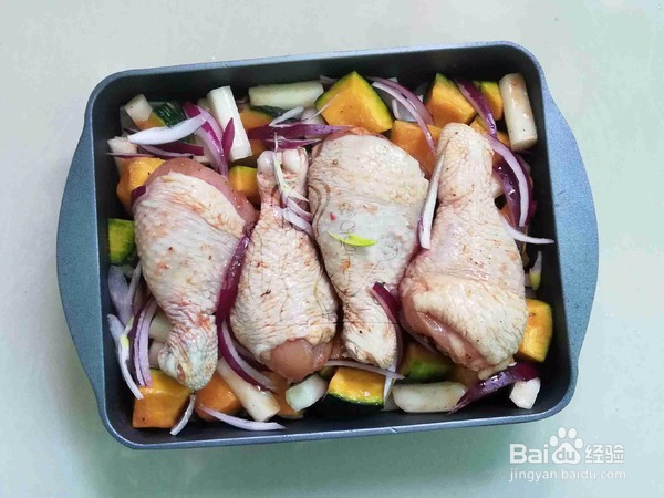 南瓜年糕烤鸡腿制作方法