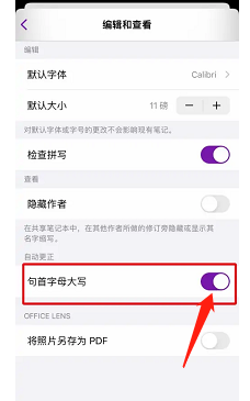 OneNote手机版如何关闭默认句首字母大写