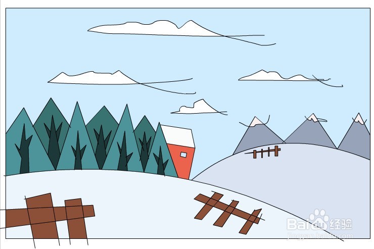 flash画一个农村冬天的场景