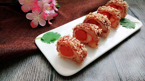 燕麦香肠吐司卷