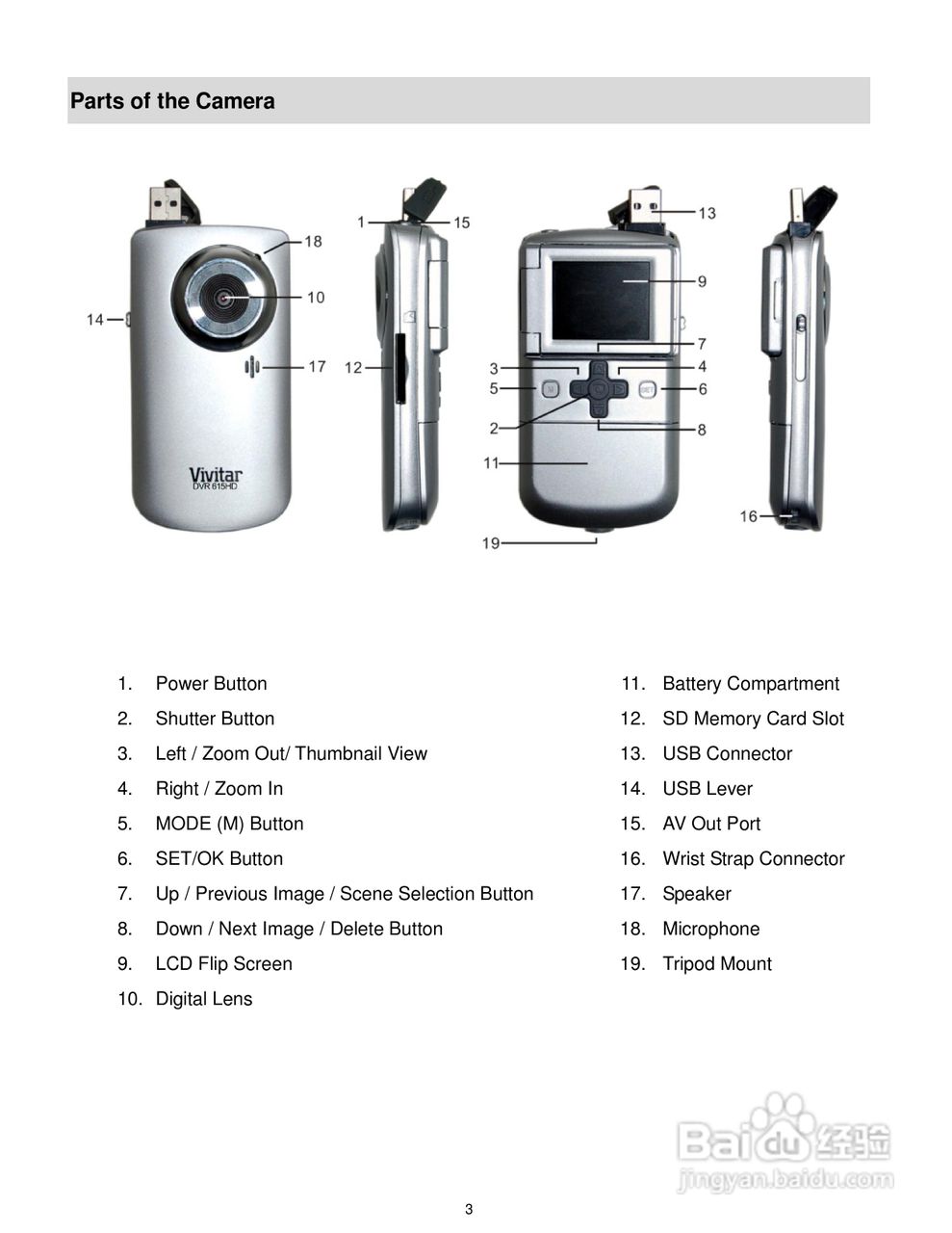 威达Vivitar DVR 615HD数码摄像机使用说明书:[1]