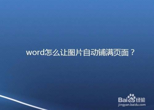word怎么让图片自动铺满页面