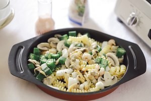 海鲜蘑菇焗白酱意面