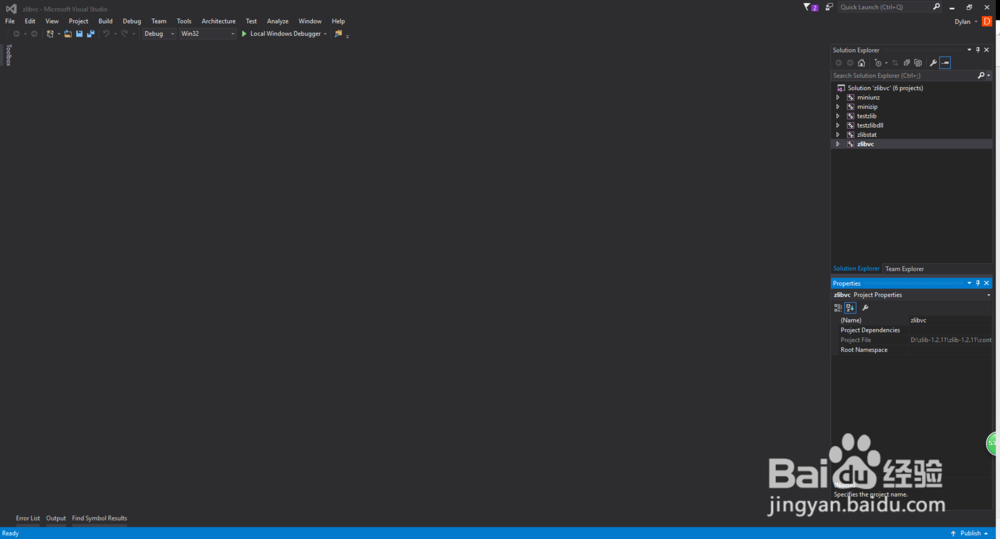 Windows 10下Visual Studio 2015 C++ zlib编译