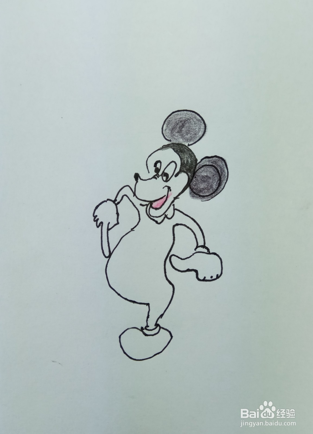 怎样画简笔画大肚皮的米老鼠?