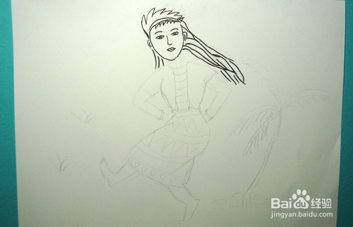 彩色简笔画花园跳舞的艺术家