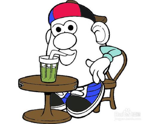 喝饮料的大叔的简笔画