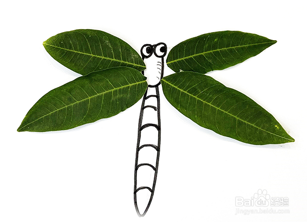儿童贴画---用树叶怎么做好看的蜻蜓