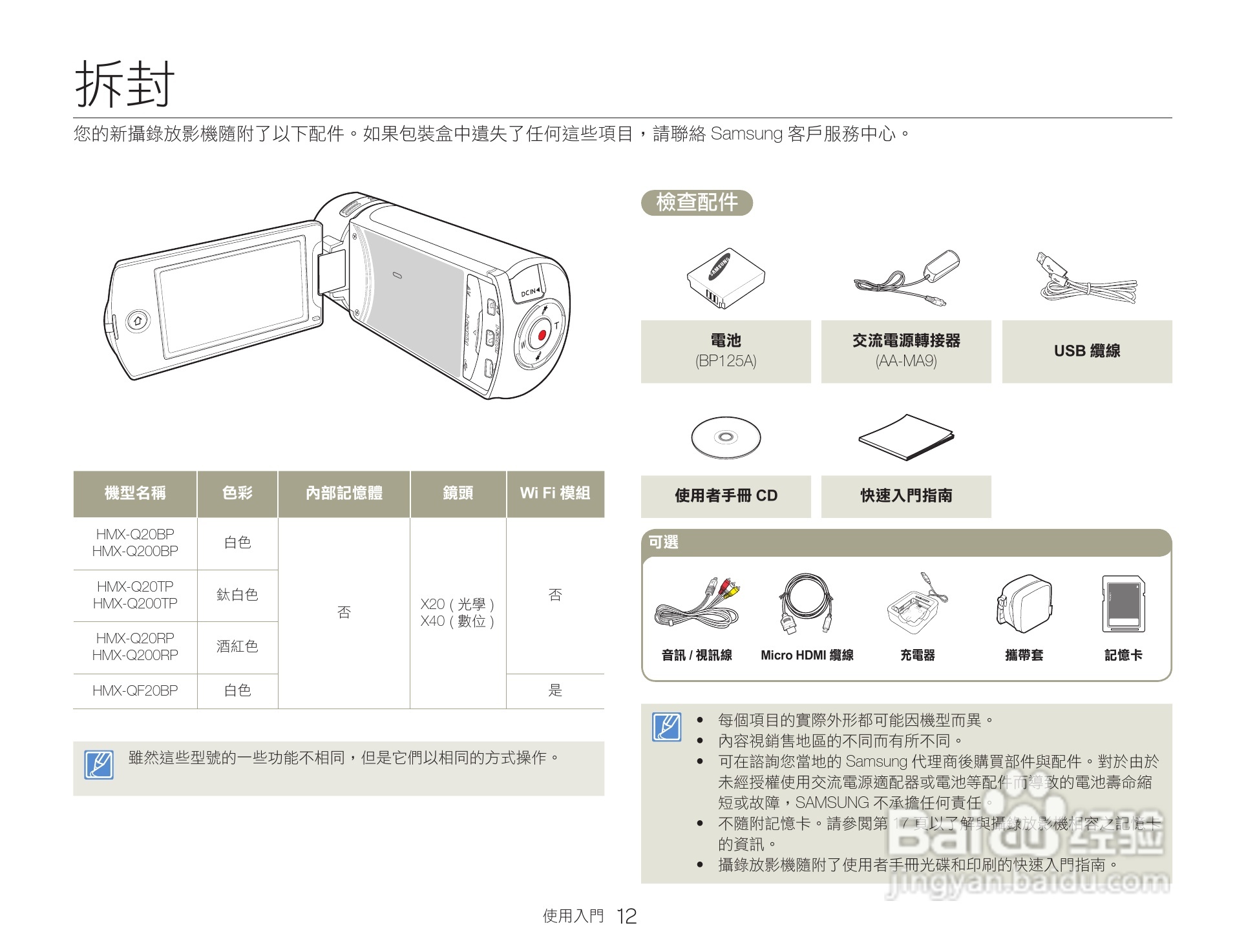 三星HMX-QF20BP数码报像机使用说明书:[2]