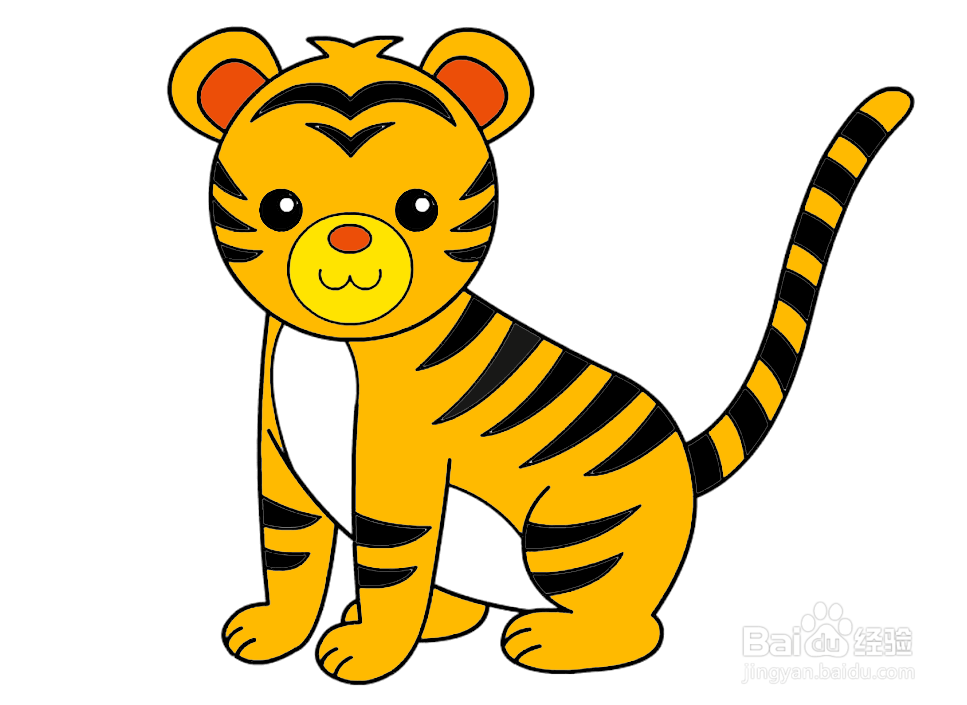 老虎的尾巴简笔画彩色图片