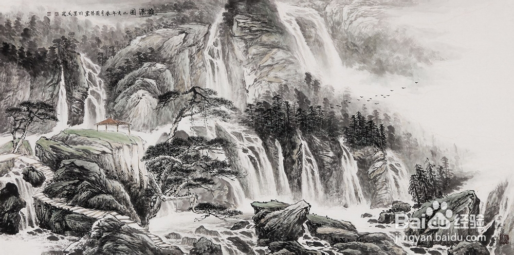 观瀑图——当代画家李国胜绘画作品鉴赏