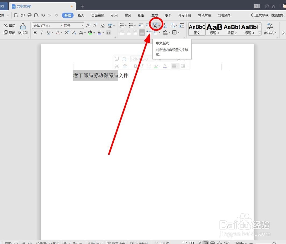 在WPS文字中如何做到双行合一？